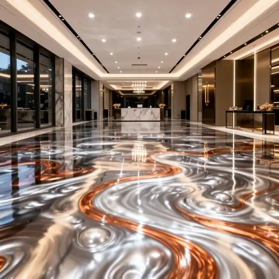 Metallic epoxy flooring installation